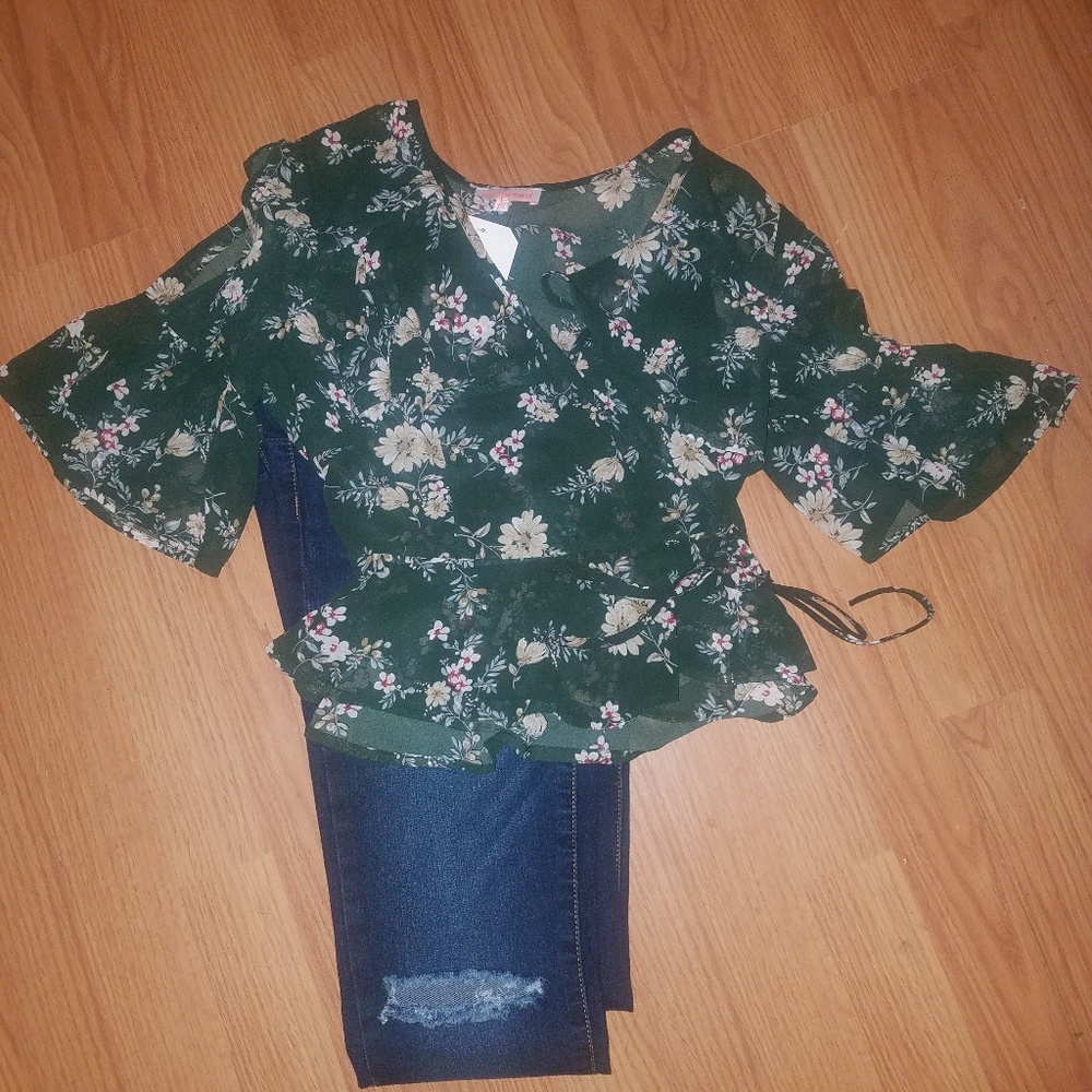 Floral Wrap Top
